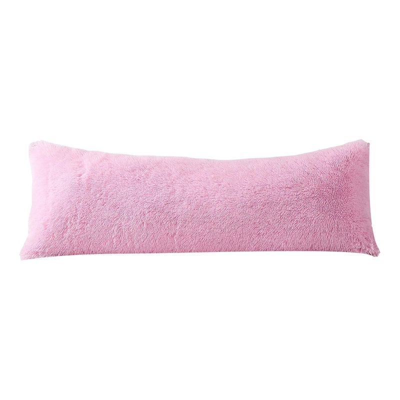 Reafort Luxury Long Hair, PV Fur, Faux Fur Body Pillow Cover/Case 21inx54in with Hidden Zipper Closure (Pink, Body) - Image 2
